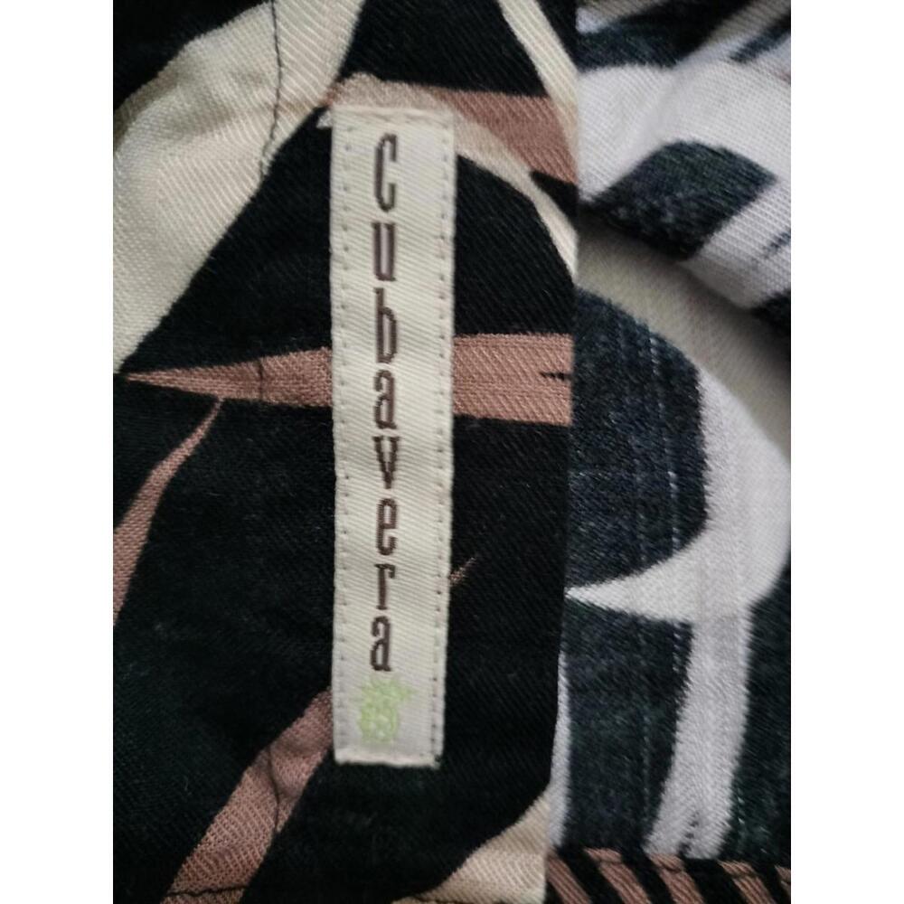 Cubavera Men's Large Rayon Hawaiian Shirt Black‎ Tan Palm Leaf Tropical Floral L - Picture 6 of 10